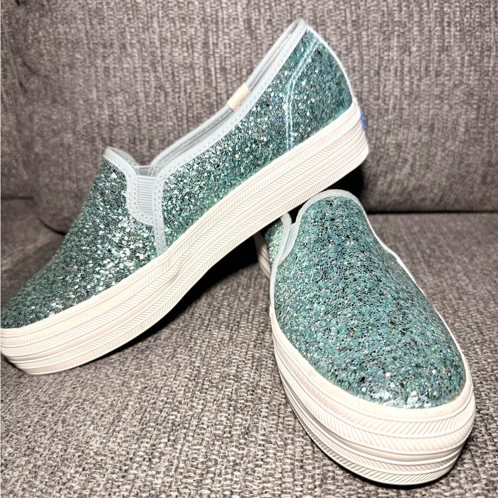 Keds x Kate Spade New York Triple Decker glitter women’s sneakers size 8- NEW